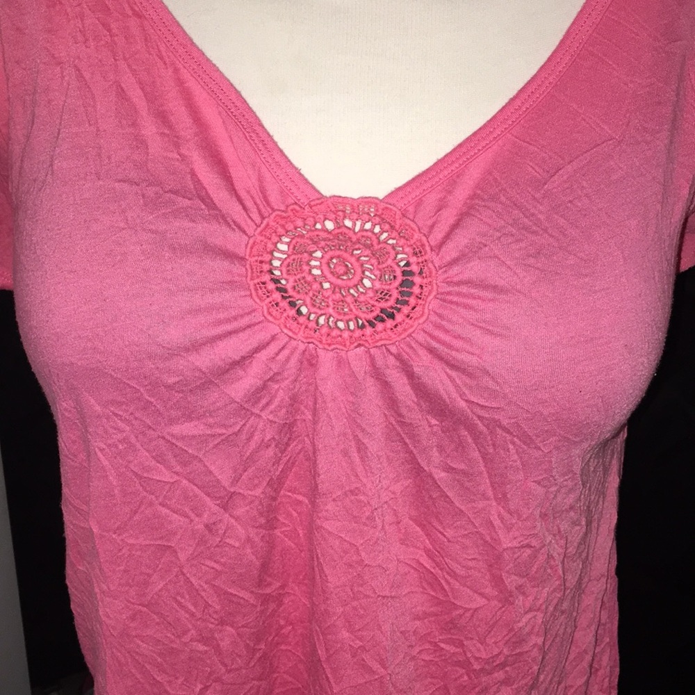 Crinkle Fabric V-Neck Top